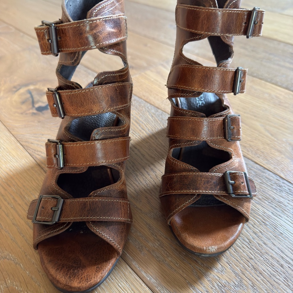 Roper Brown Buckle Strap Heels